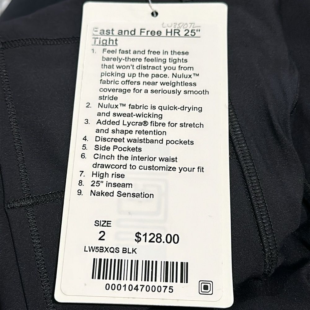 Lululemon Fast & Free 7/8 Tight II Non-Reflective Nulux 25"
Black size 2 NWT - Picture 3 of 5